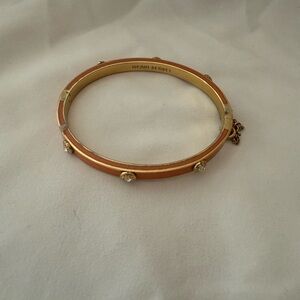 Henri Bendel Orange Enamel Hinge Bracelet – Gold & Crystal Detail